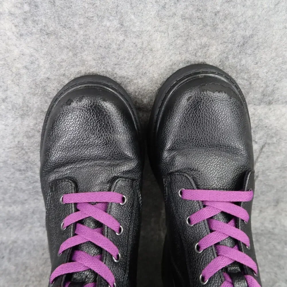 Art Class Shoes Kids 5 Boots Combat Biker Classic Lace Up Zip Black Casual Girls